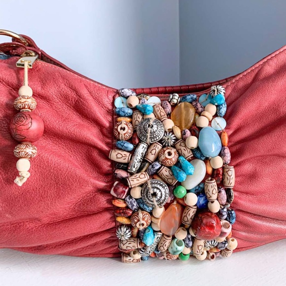 Kate Landry Beaded Leather Hobo Bag - Picture 2 of 7